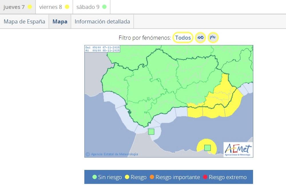 La AEMET activa la alerta amarilla por viento y fenómenos costeros en el Poniente y la capital