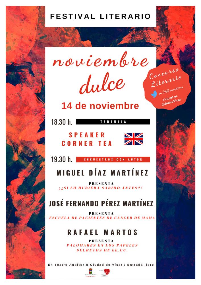 Regresan a Vícar las 'Dulces Tardes Poéticas' con una tertulia en inglés y tres encuentros con autores