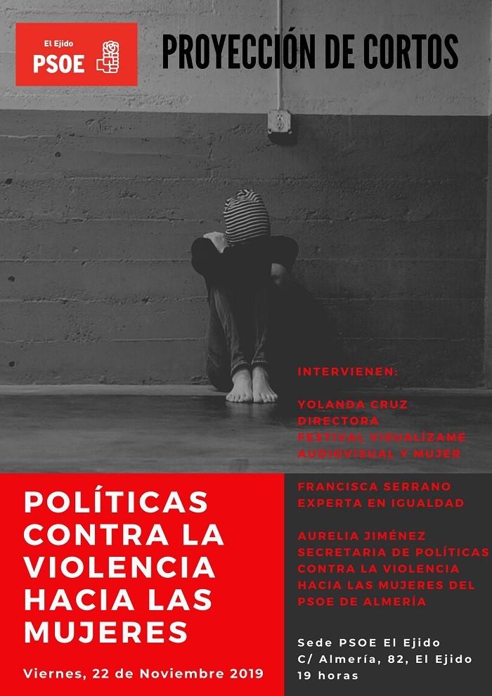 El PSOE de El Ejido organiza el próximo viernes una proyección de cortometrajes con motivo del 25N