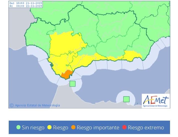 Activado el aviso amarillo por lluvias en el Poniente hasta mañana viernes