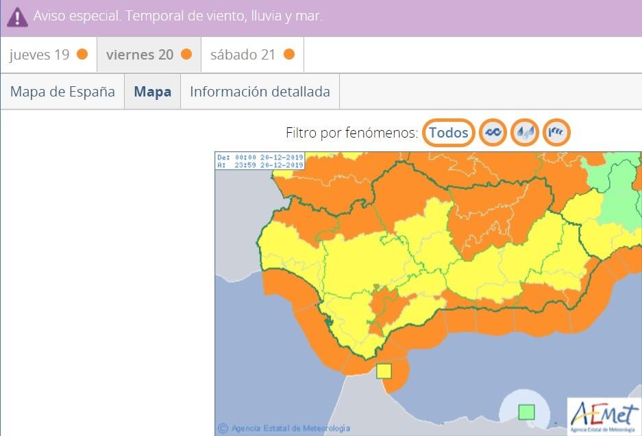 La AEMET activa la alerta naranja por fuerte viento y olas de hasta 8 metros en el Poniente almeriense a partir de esta madrugada