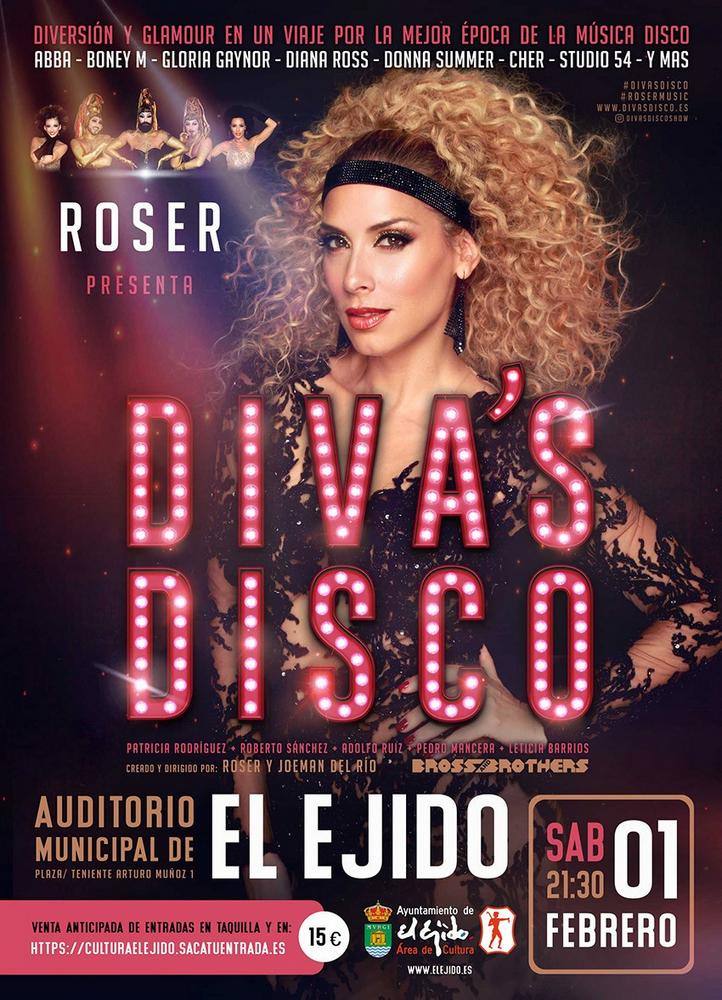 Ya está todo listo para que el 1 de febrero llegue a El Ejido el mejor show de música ochentera del momento, DIVA’S DISCO, de la mano de Roser