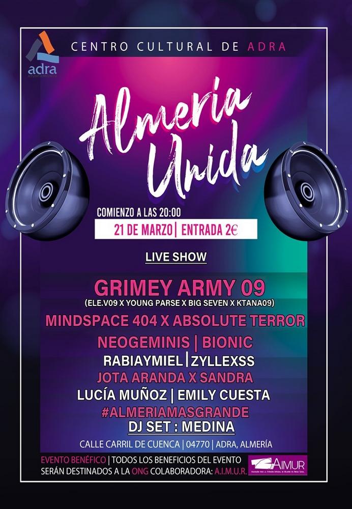 La ciudad de Adra celebra el 21 de marzo el Concierto Joven ‘Almería Unida’ con Grimey Army 09 como cabeza de cartel