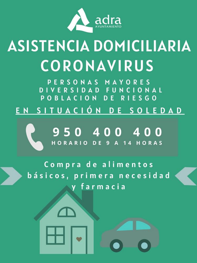 Ayuntamiento de Adra asistirá a domicilio a personas mayores, con diversidad y en riesgo que vivan solas