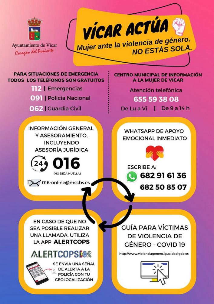 El CMIM de Vícar abre varios canales de atención a mujeres víctimas de violencia de género durante el confinamiento