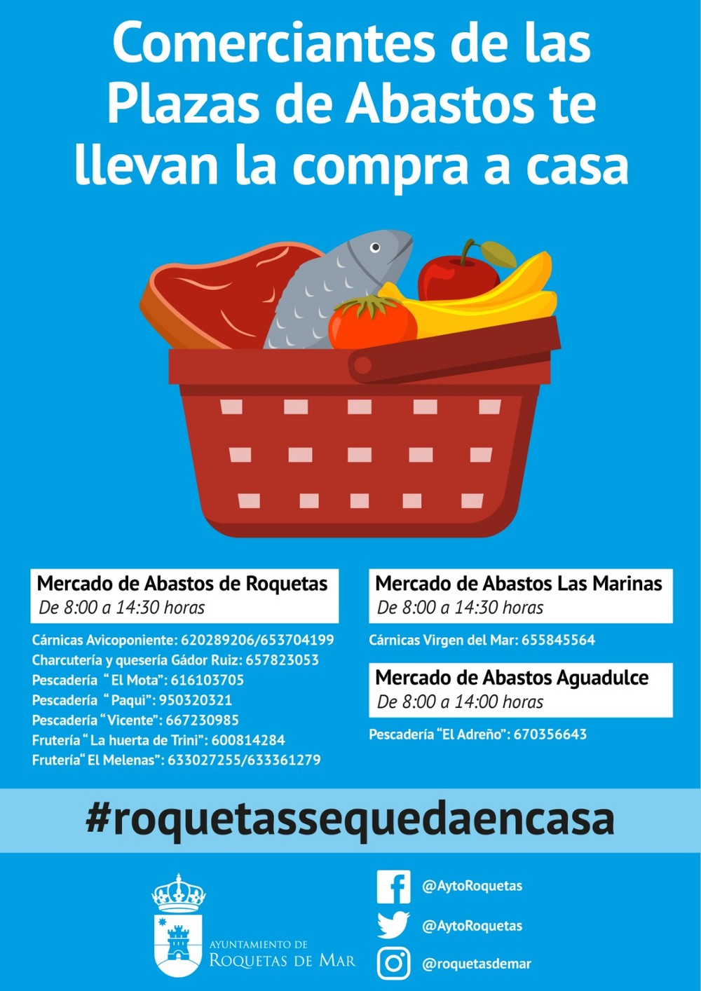 Comerciantes de los mercados de Roquetas ponen en marcha el servicio a domicilio para facilitar las compras