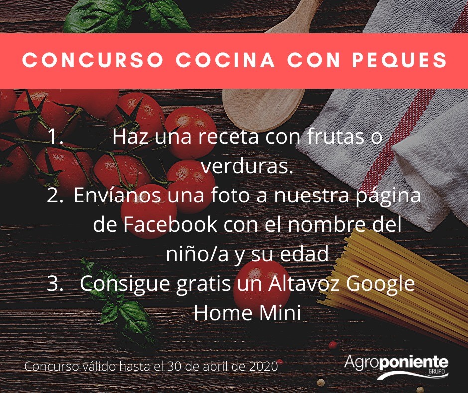 Grupo Agroponiente lanza un concurso de cocina para niños a través de sus redes sociales