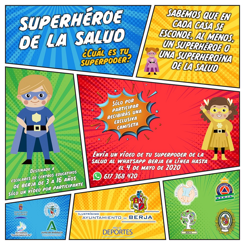 El Ayuntamiento de Berja convoca un concurso de superhéroes de la salud para los niños durante el confinamiento