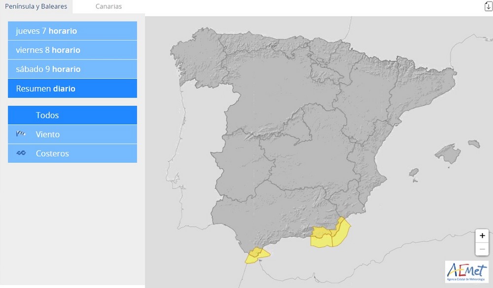 La AEMET activa la alerta amarilla por viento y oleaje en el Poniente almeriense y la capital