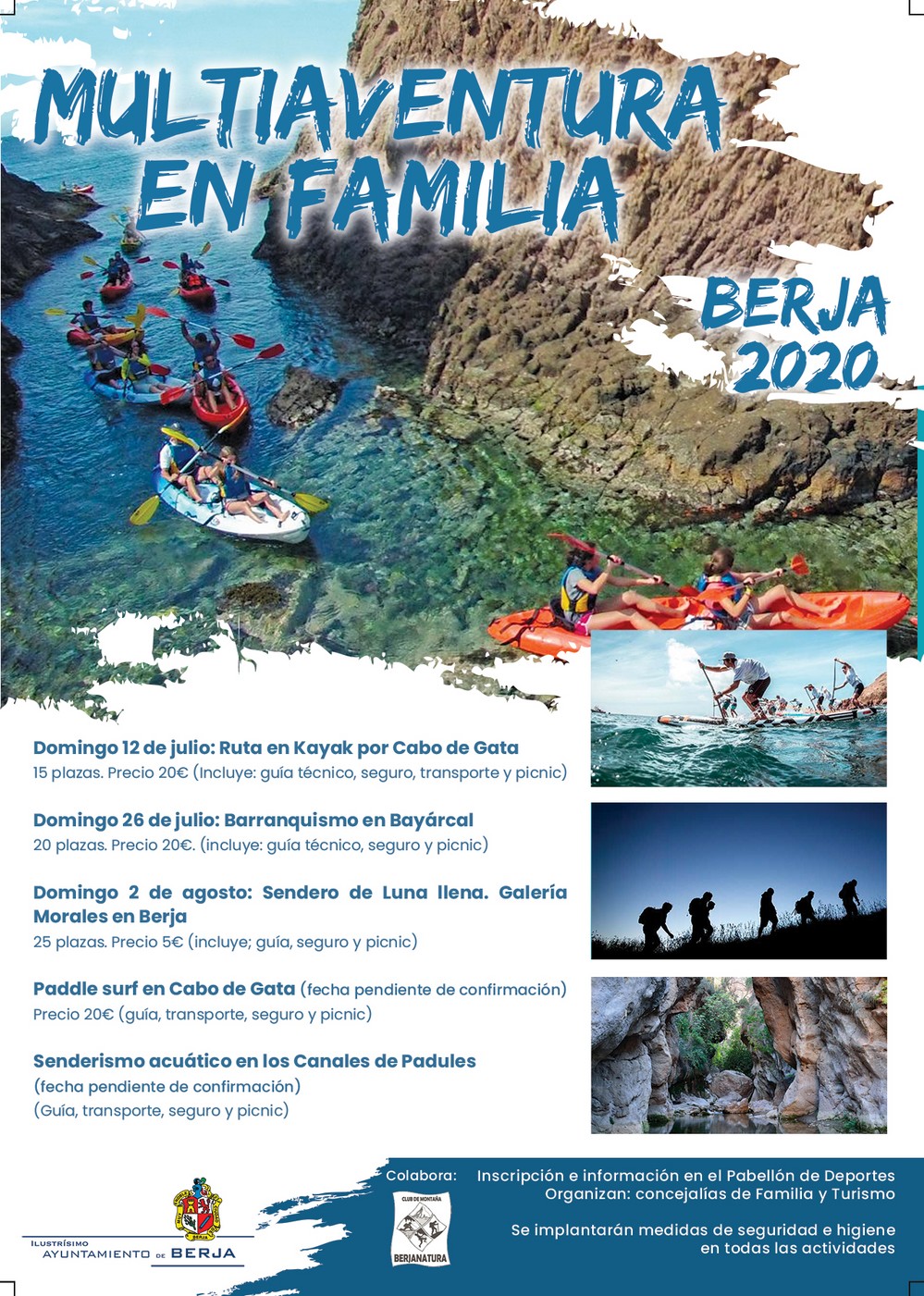 El Ayuntamiento de Berja programa cinco actividades de multiaventura en familia para este verano