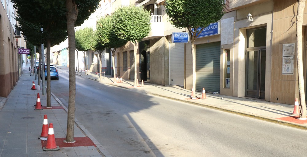 El Ejido instala un sistema de nivelación de alcorques en varias calles del centro