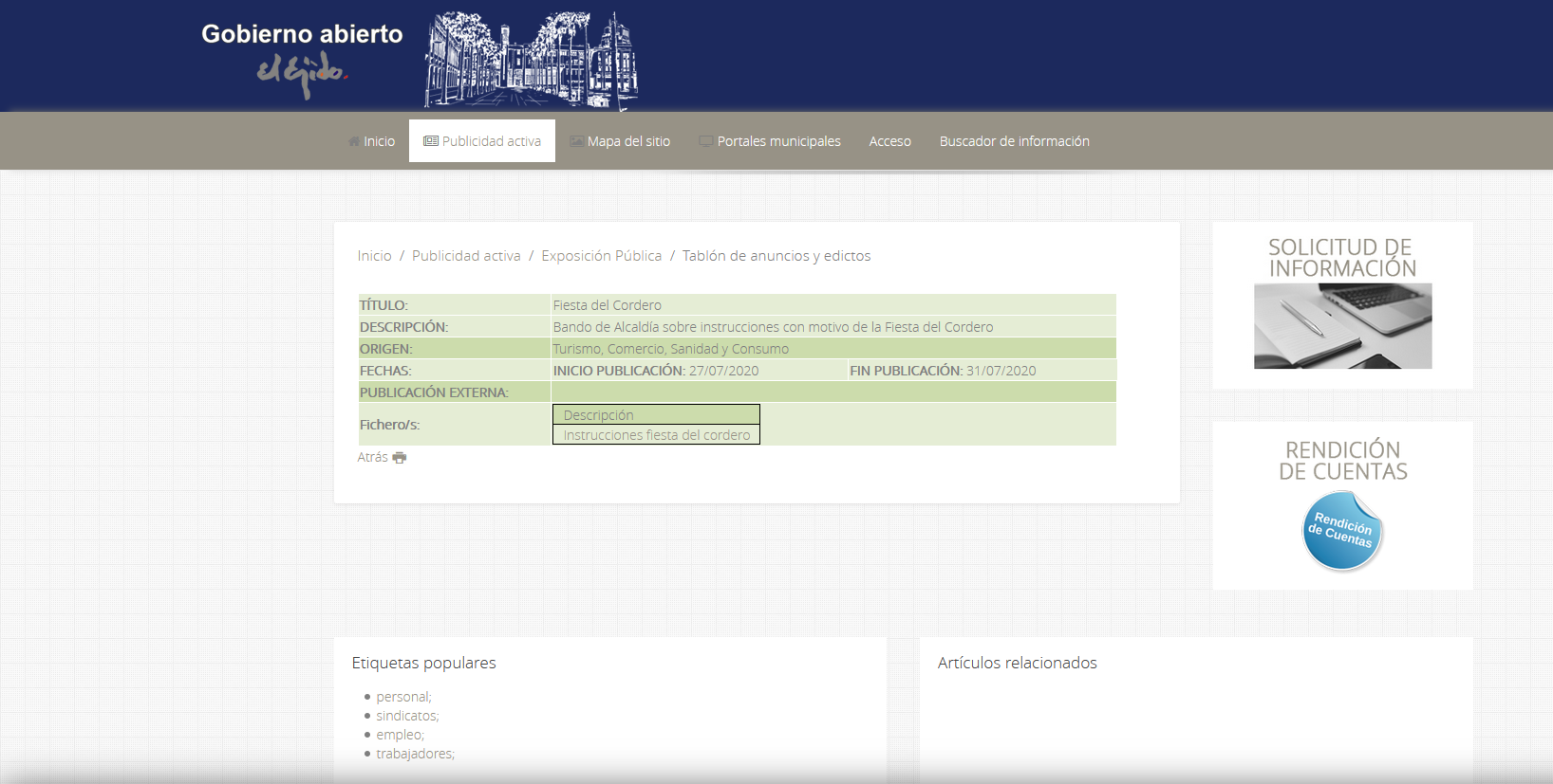 El Ayuntamiento de El Ejido emite un bando para recordar y garantizar el cumplimiento de las normas sanitarias obligatorias a seguir durante la ‘Fiesta del Cordero’