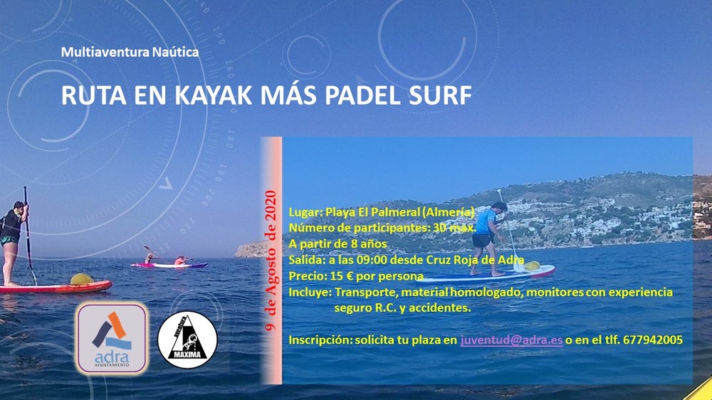Adra organiza una jornada de kayak y paddle surf para el próximo 9 de agosto