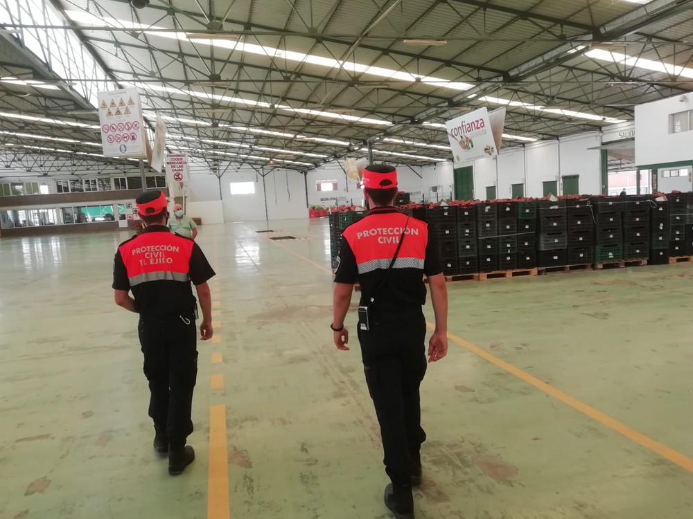 Protección civil lleva a cabo labores de información y concienciación en materia de prevención de la salud frente al COVID-19 en empresas hortofrutícolas