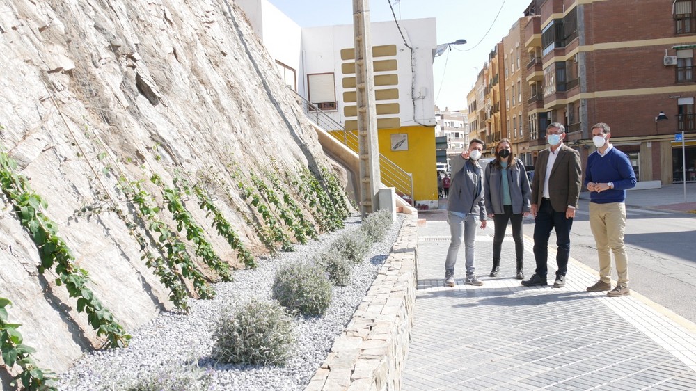 La ciudad de Adra luce ya un jardín vertical a los pies de la Torre de los Perdigones