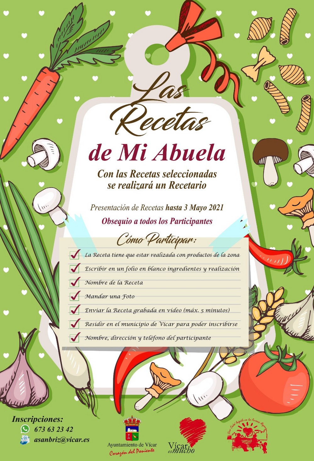 El Ayuntamiento de Vícar pide la participación ciudadana para editar 'Las recetas de mi abuela'