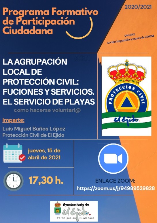 Una charla-taller online da a conocer las funciones que realiza la Agrupación Local de Protección Civil en El Ejido