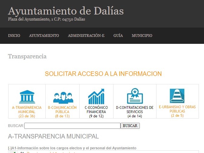 El grupo popular de Dalías exige que el Portal de la Transparencia ofrezca toda la información  a los vecinos para su consulta