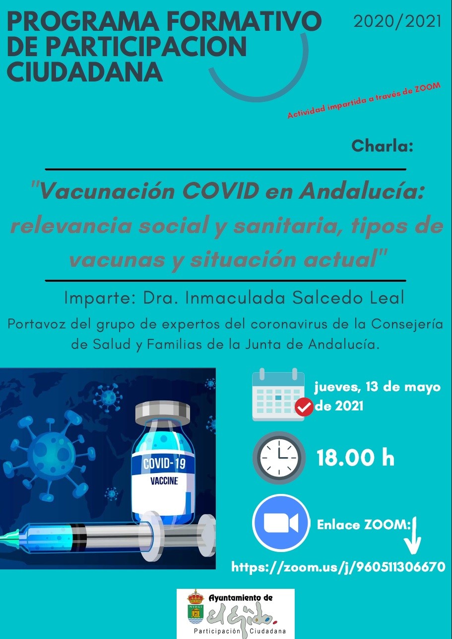 La epidemióloga y experta en COVID-19 Inmaculada Salcedo ofrecerá las claves de la relevancia de la vacunación en una charla taller online