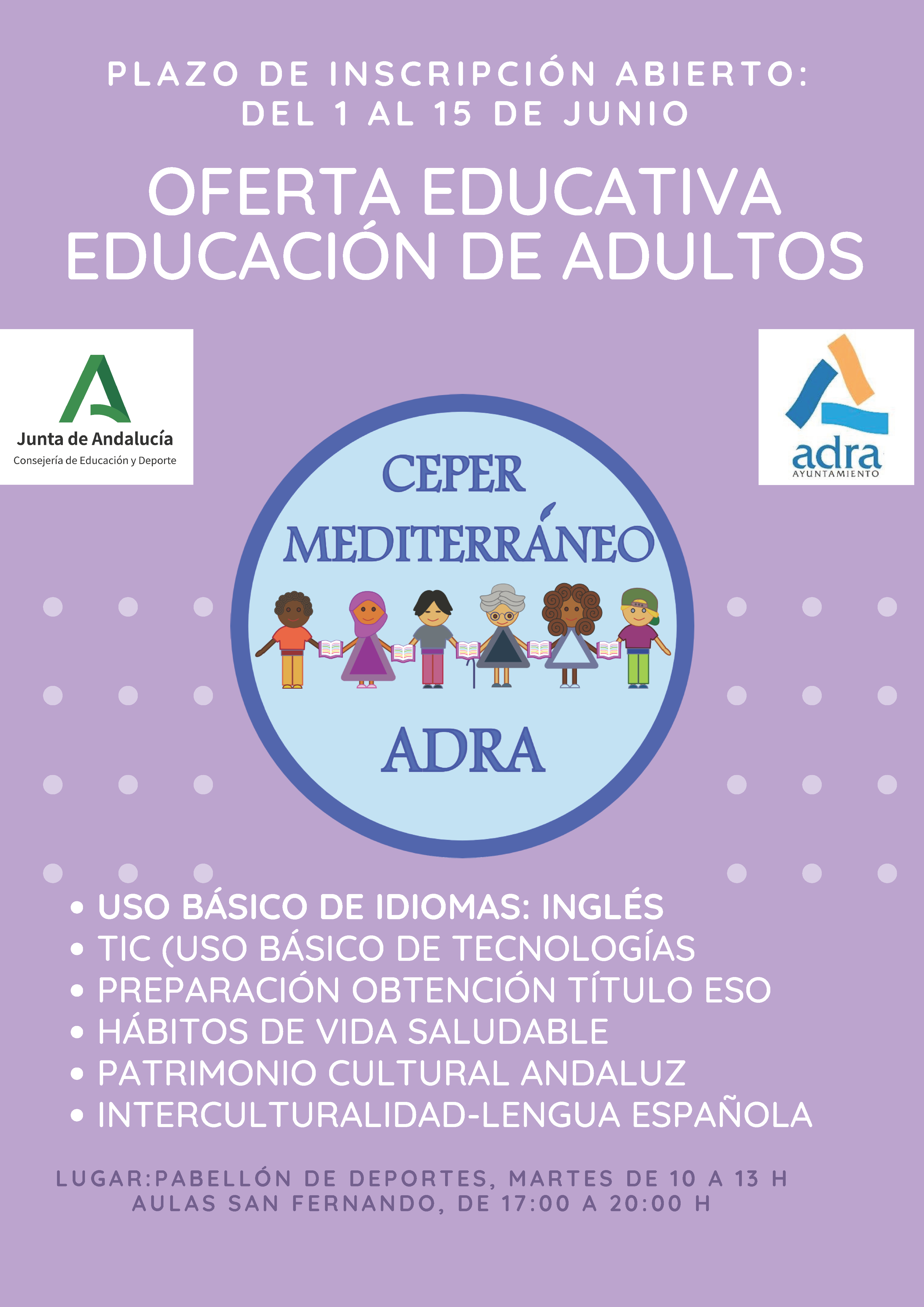 En junio se abre el plazo de matriculación para el Centro de Educación de Personas Adultas en Adra