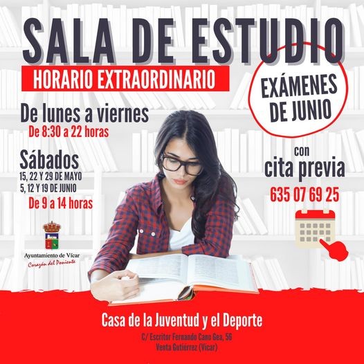 La Sala de Estudio de la Casa de la Juventud y el Deporte refuerza su horario de apertura de cara a los exámenes de junio