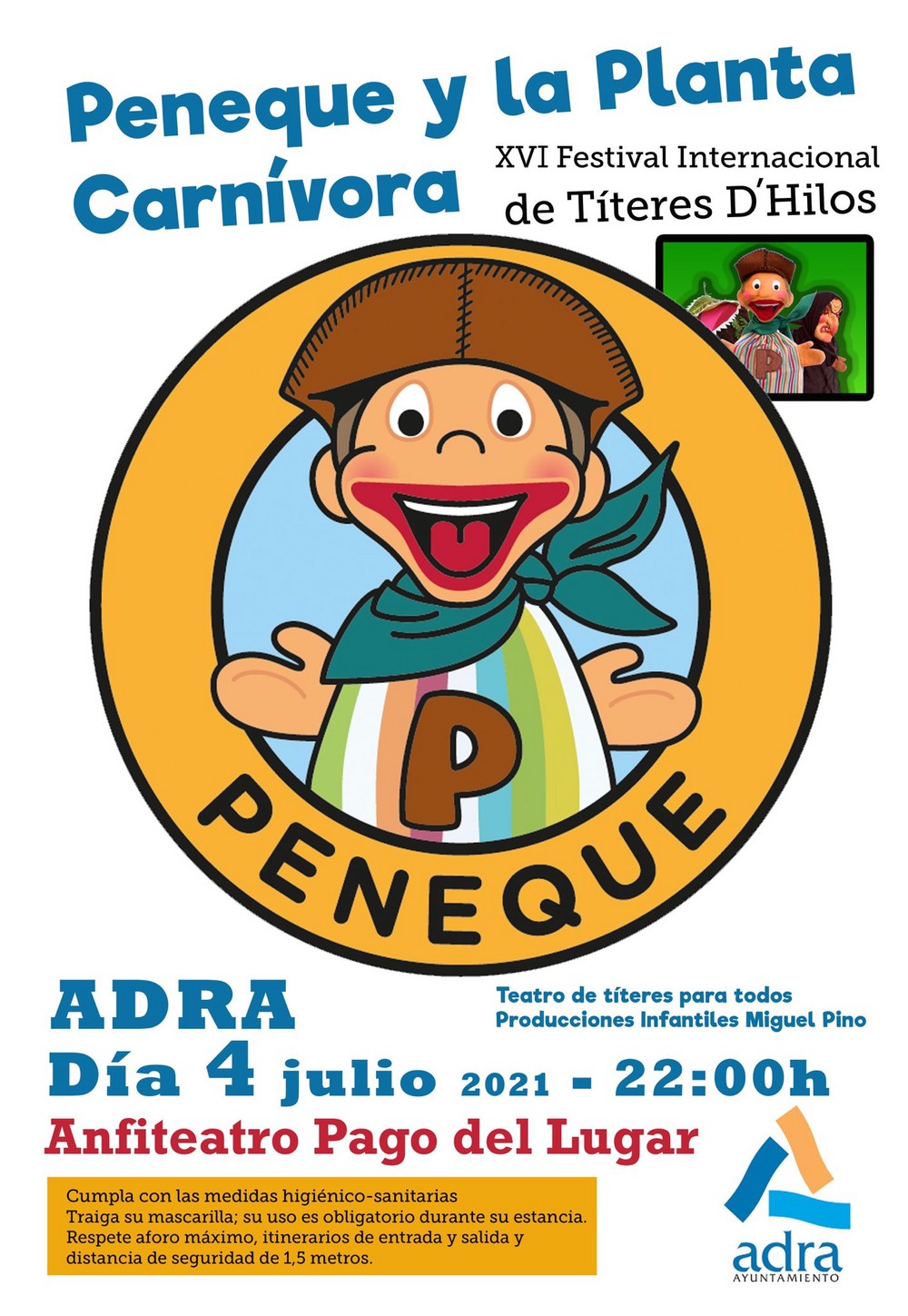 Adra recibe este domingo a ‘Peneque y la Planta Carnívora’, primer pase del XVI Festival Internacional de Títeres D’hilos