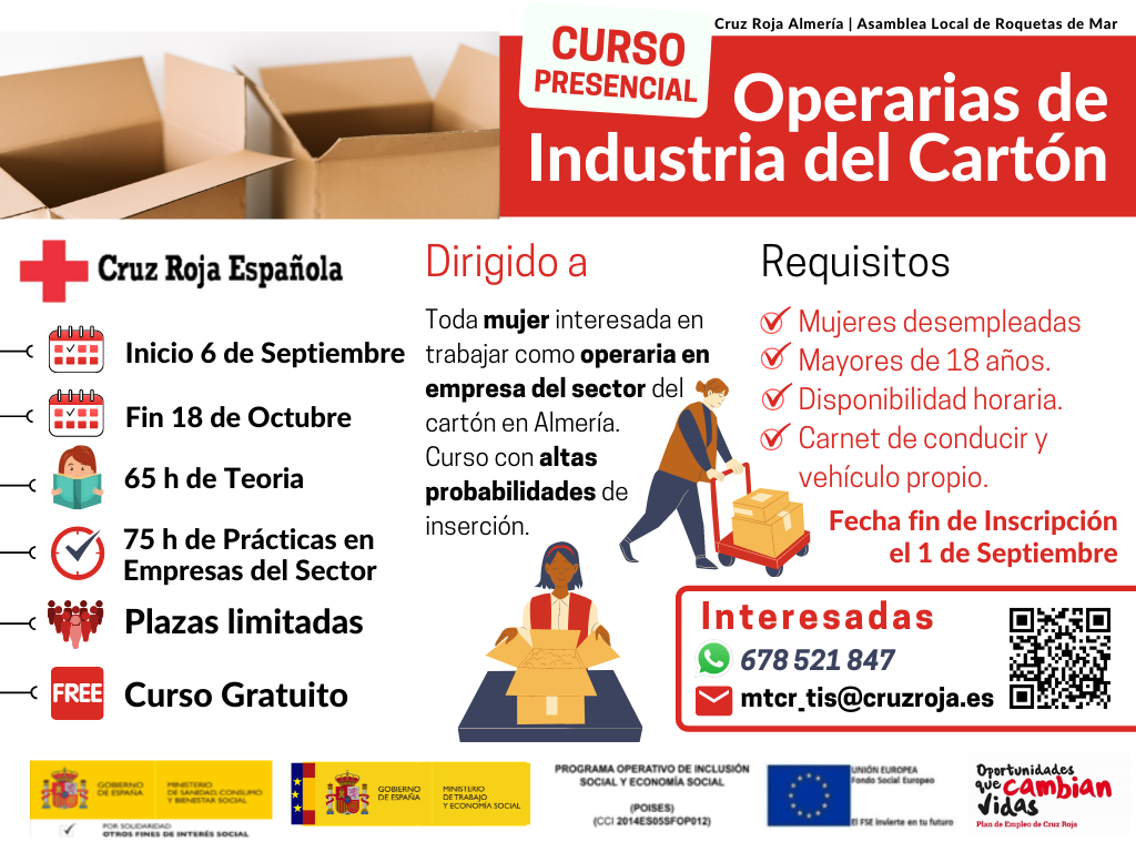 Cruz Roja convoca a mujeres desempleadas a un curso de operarias de cartón