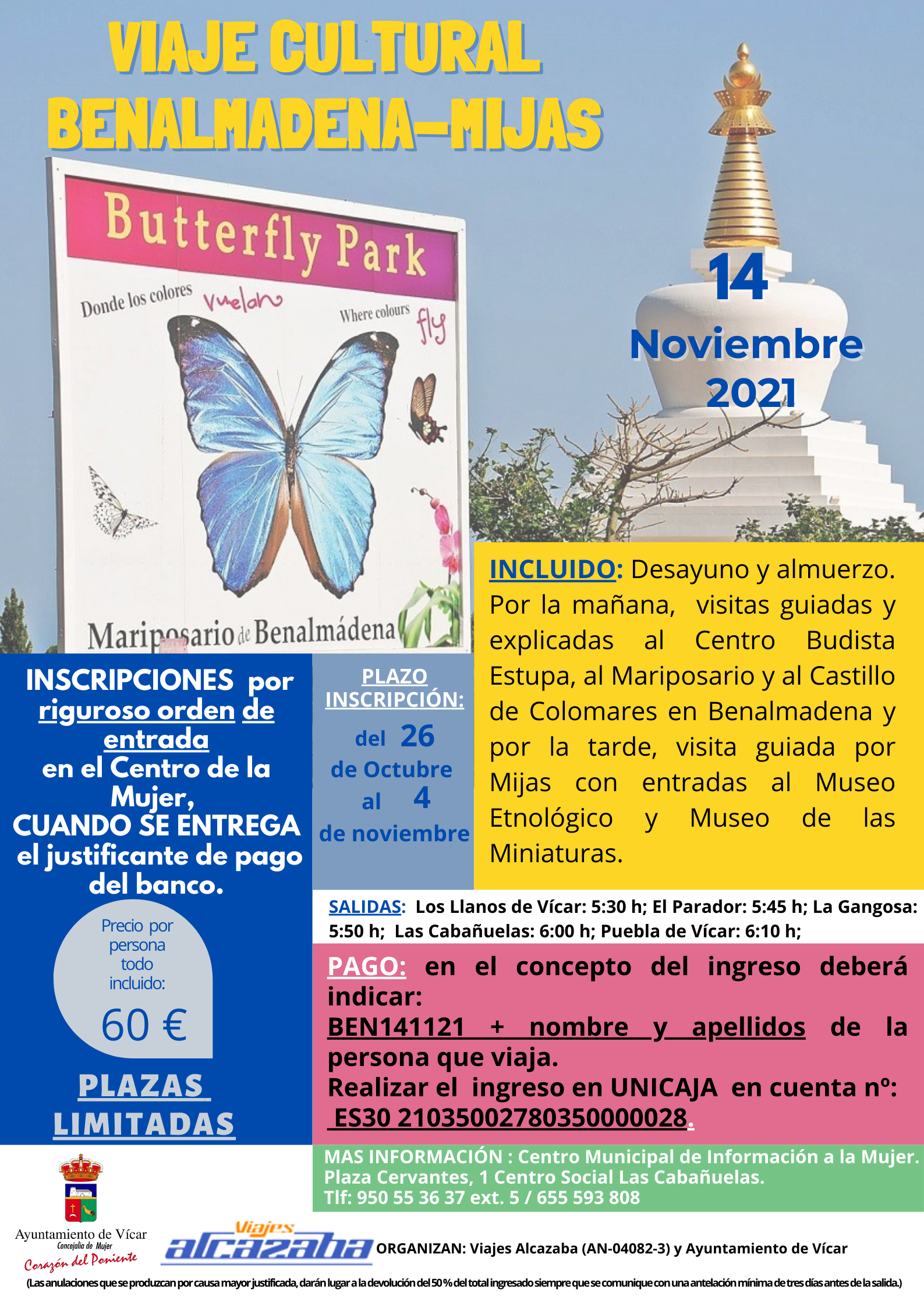 Vícar abre el plazo para el viaje de convivencia de mujeres a Benalmádena y Mijas