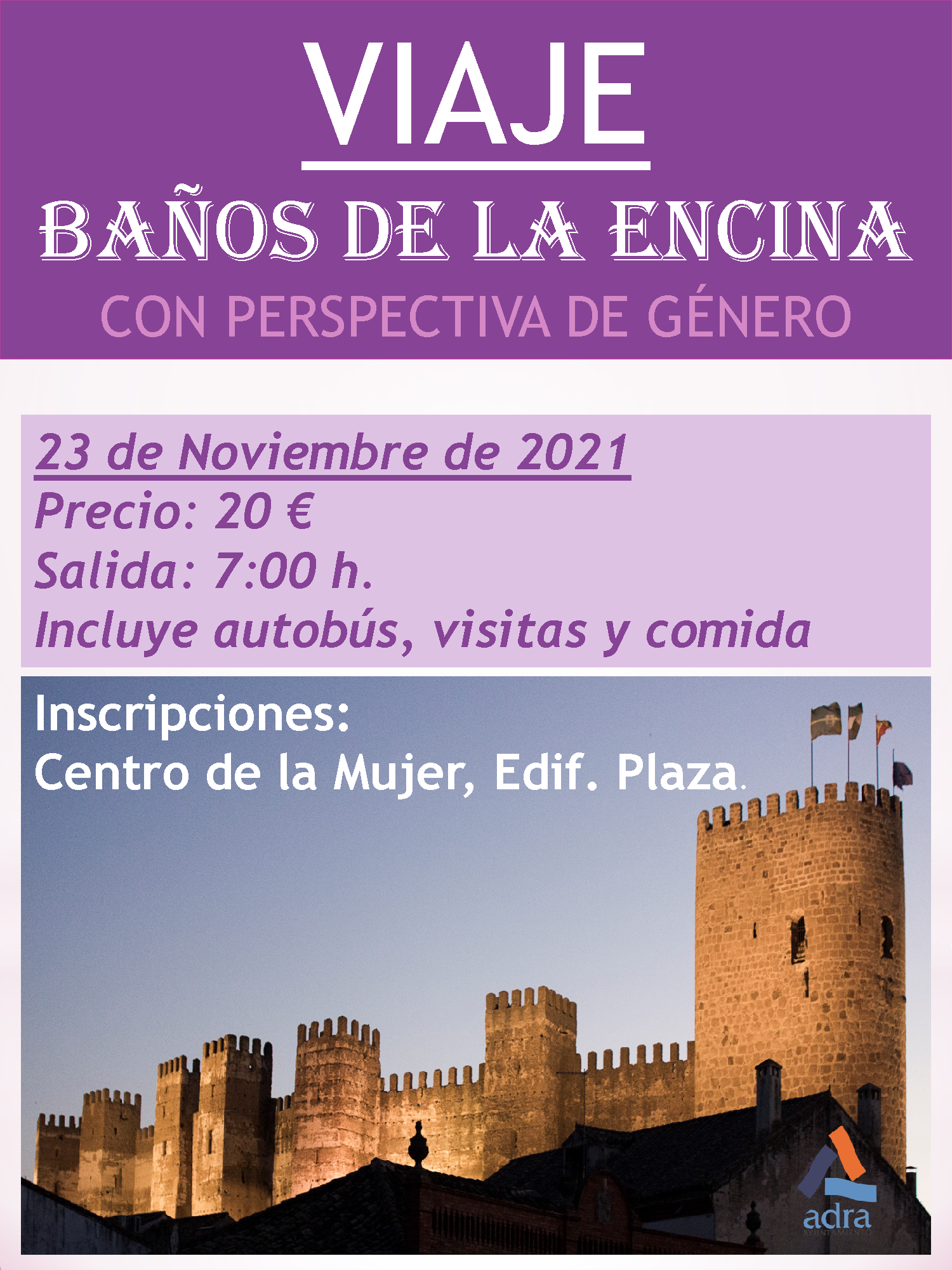 Las mujeres abderitanas conocerán Baños de la Encina, un viaje con “perspectiva de género” enmarcado en el 25N