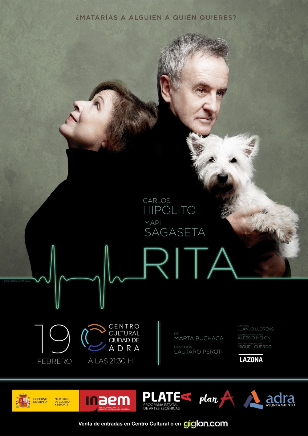 Carlos Hipólito y Mapi Sagaseta llegan al Centro Cultural de Adra con su obra de teatro ‘Rita’ el 19 de febrero