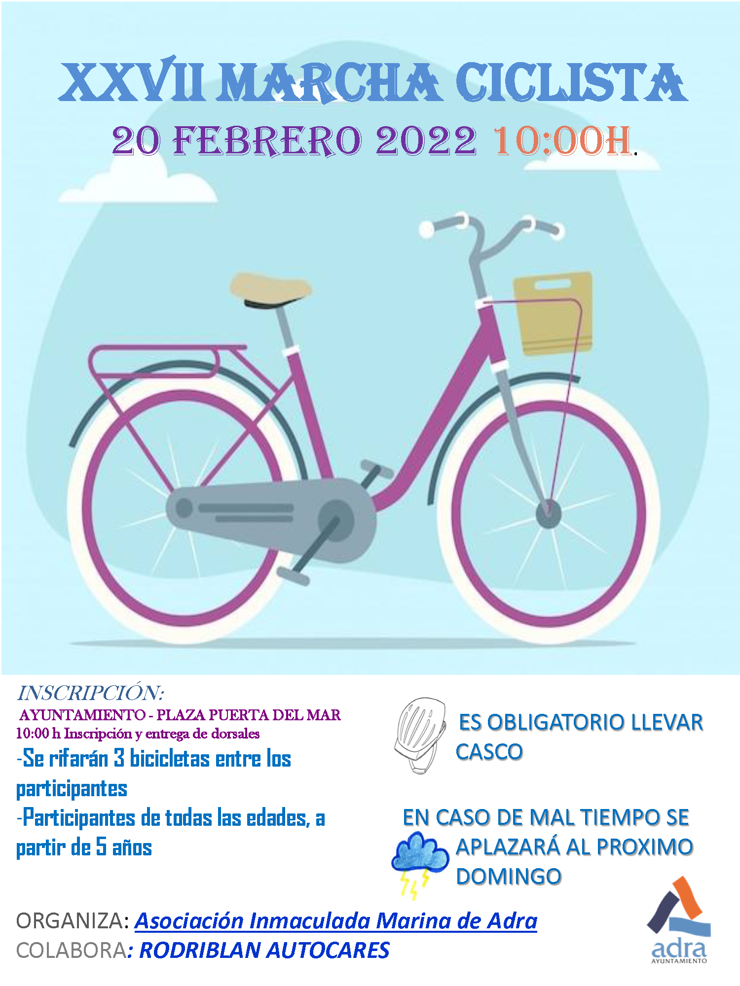 Adra celebra este domingo la XXVII Marcha Ciclista, una actividad familiar que fomenta la vida saludable