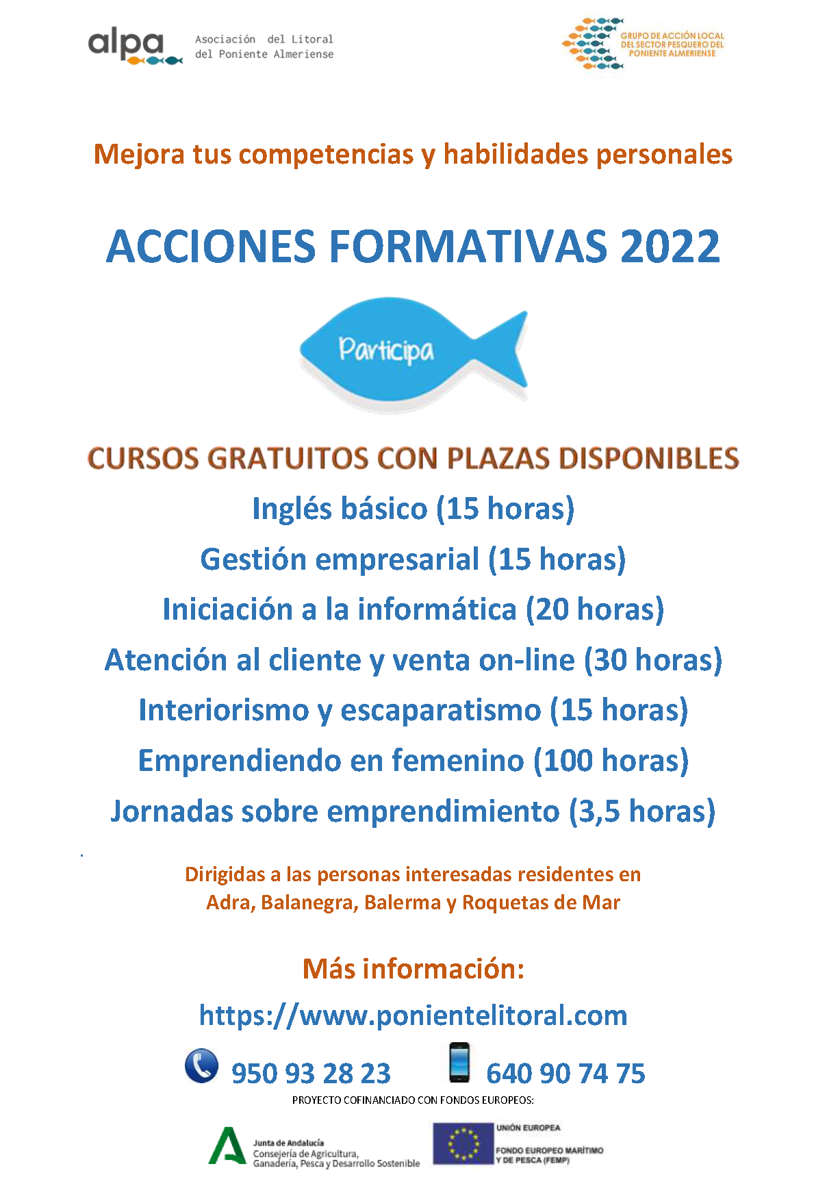 El Grupo de Acción Local del Sector Pesquero de Adra lanza siete acciones formativas gratuitas