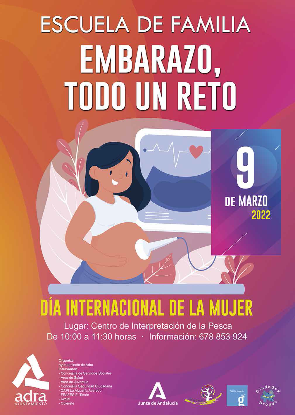 La ‘Escuela de Familia’ de Adra celebra el coloquio ‘Embarazo, todo un reto’ el próximo miércoles, 9 de marzo