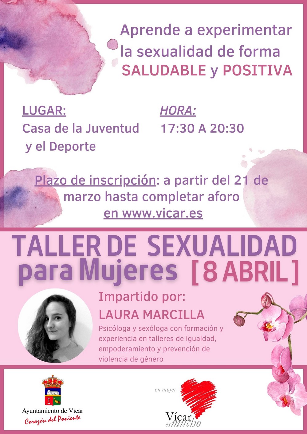 La psicóloga Laura Marcilla imparte la semana que viene un Taller de Sexualidad para Mujeres organizado por el CMIM de Vícar
