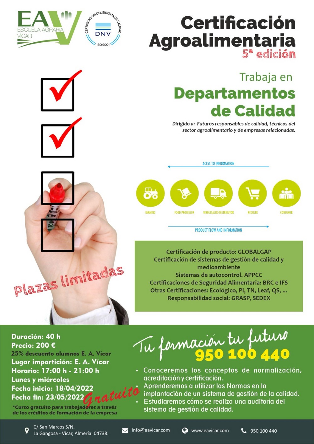 La Escuela Agraria de Vícar programa dos nuevos cursos de especialización agrícola