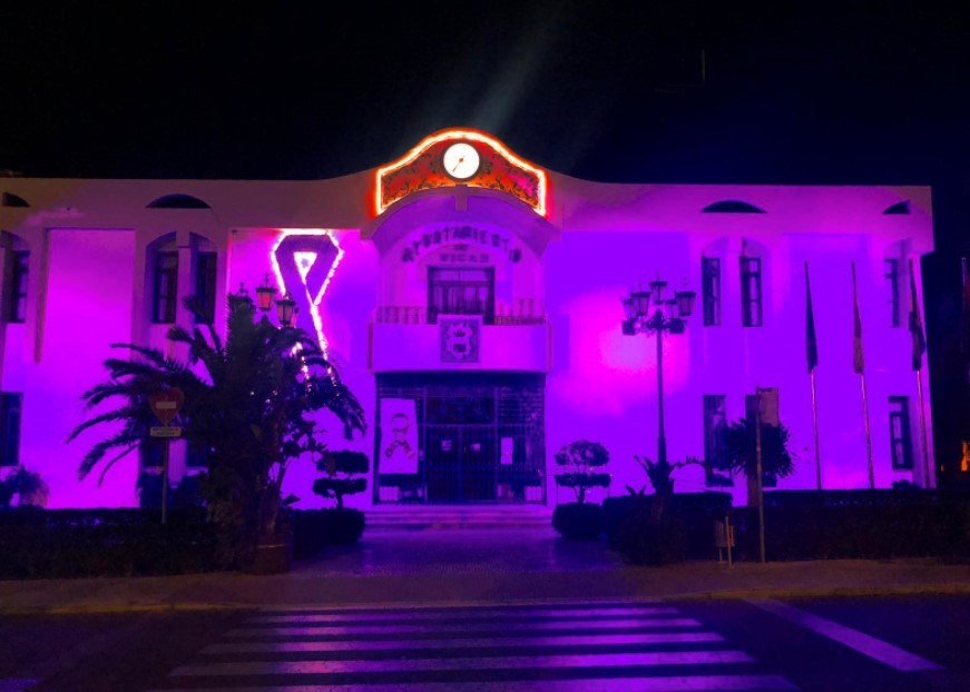 Vícar iluminó la fachada de su Ayuntamiento de morado por los enfermos de lupus