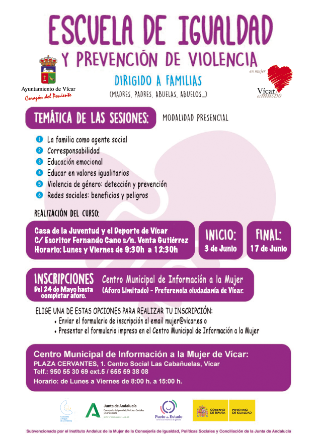 Abierto el plazo de inscripción para la tercera edición de la Escuela de Igualdad y Prevención de Violencia