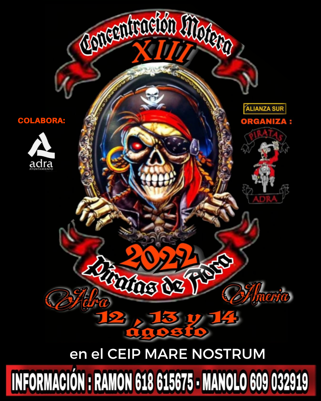 La ciudad milenaria acoge la XIII Concentración Motera ‘Piratas de Adra’ los días 12, 13 y 14 de agosto