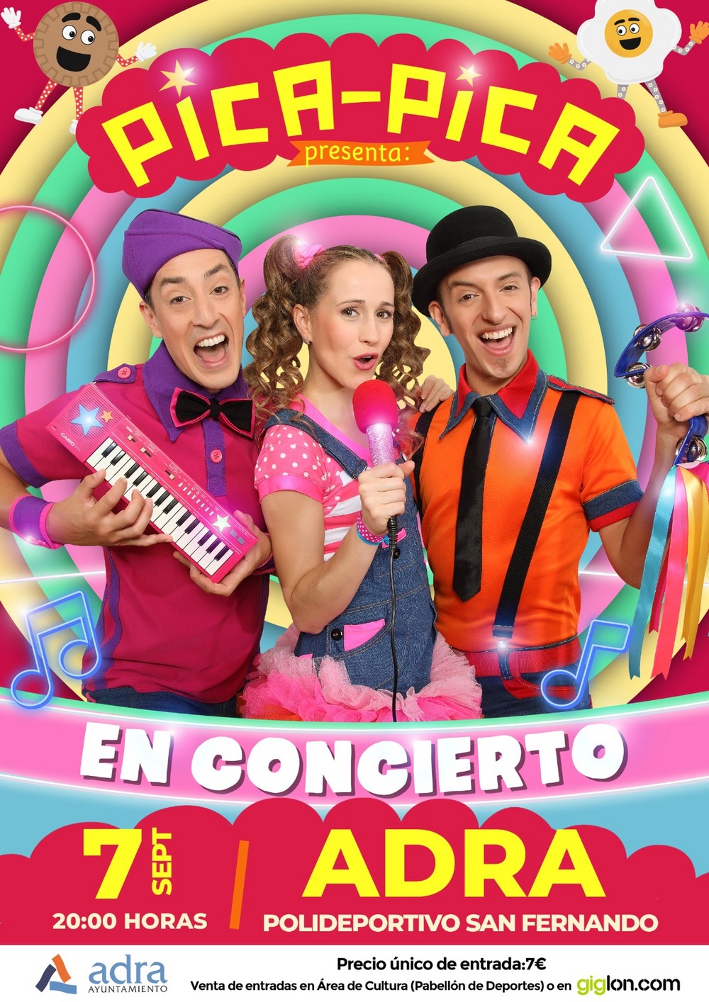 El 7 de septiembre la diversión en familia está asegurada en Adra con el espectáculo ‘Pica-Pica en concierto’