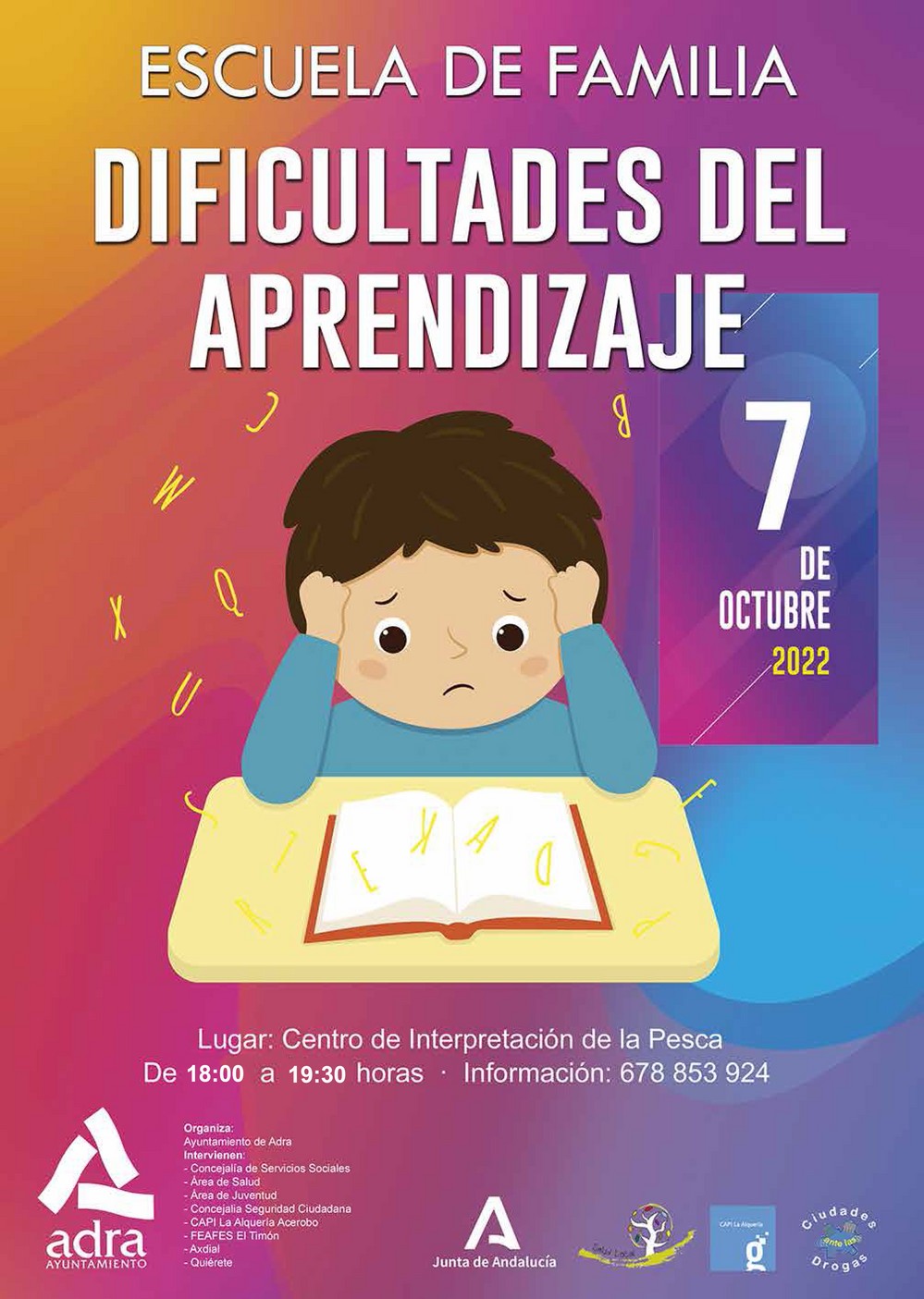 La Escuela de Familia de Adra visibiliza el Día Internacional de la Dislexia con la charla ‘Dificultades del aprendizaje’