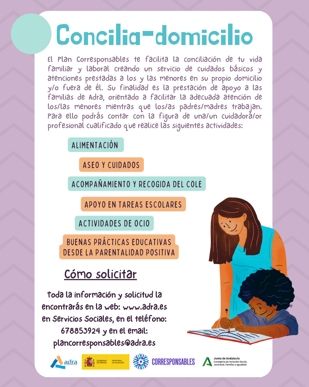 El Ayuntamiento de Adra abre el plazo de solicitud para inscribirse a las iniciativas del Plan Corresponsables