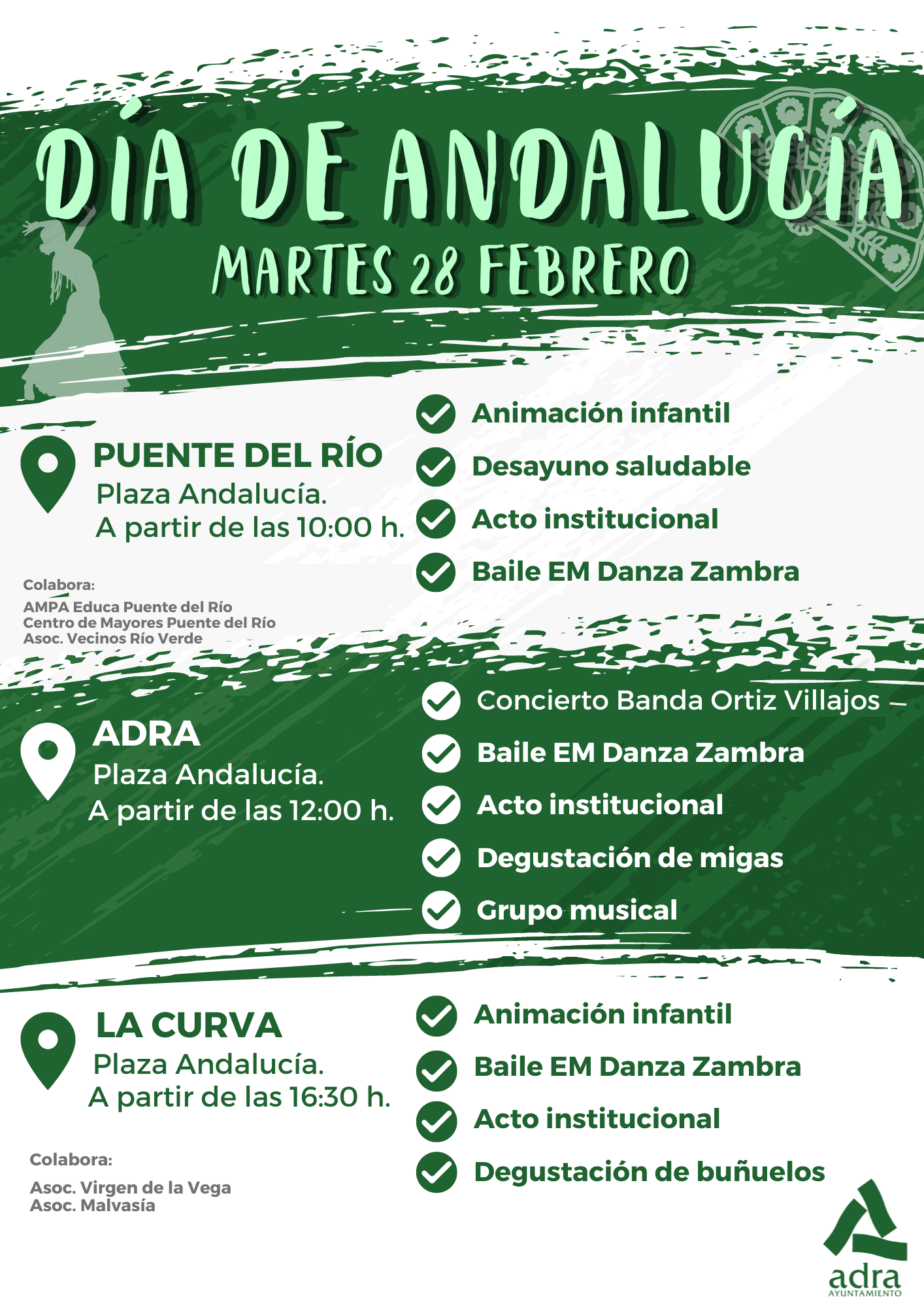 Ayuntamiento de Adra celebrará con sus vecinos el Día de Andalucía con actos en el núcleo urbano y en sus barriadas