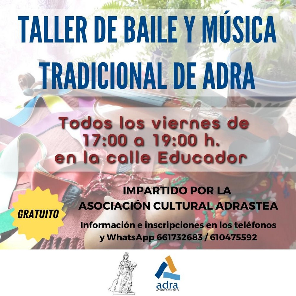 Adra ofrece un taller gratuito de baile y música tradicional local de la mano de la Asociación Cultural ADRASTEA