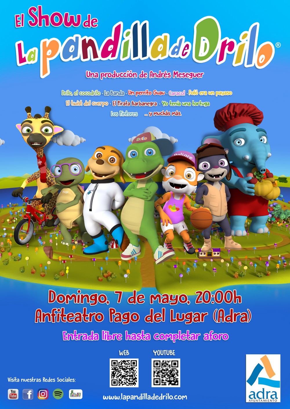‘Drilo Park’ y ‘El Show de la Pandilla de Drilo’ harán las delicias de los más pequeños de Adra este domingo