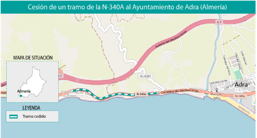 El Gobierno cede al Ayuntamiento de Adra un tramo de la carretera N-340A