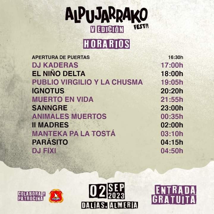 El Alpujarrako Fest de Dalías presenta los horarios de su V edición