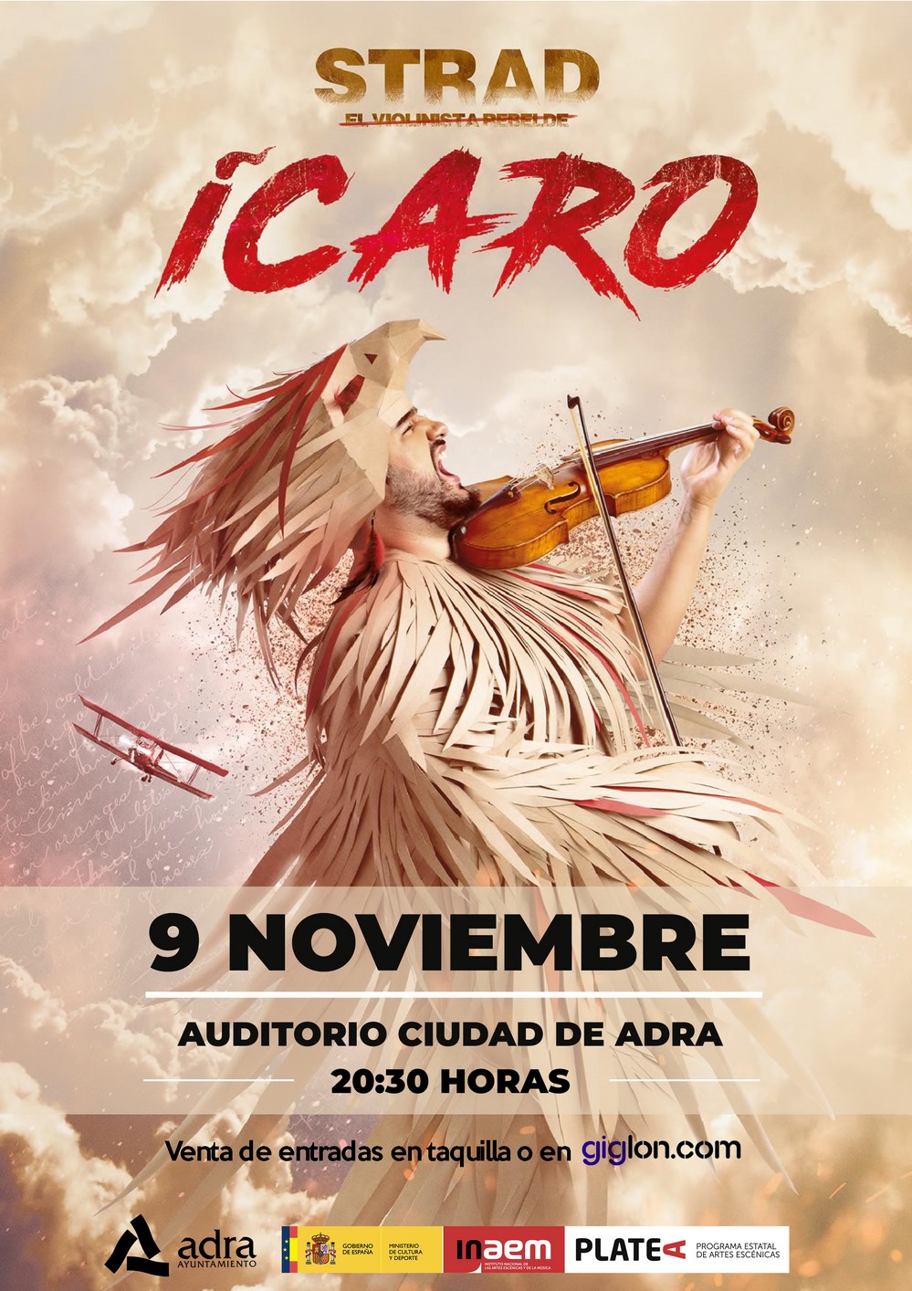 El Auditorio Ciudad de Adra acoge el 9 de noviembre el espectáculo ÍCARO de STRAD el Violinista Rebelde