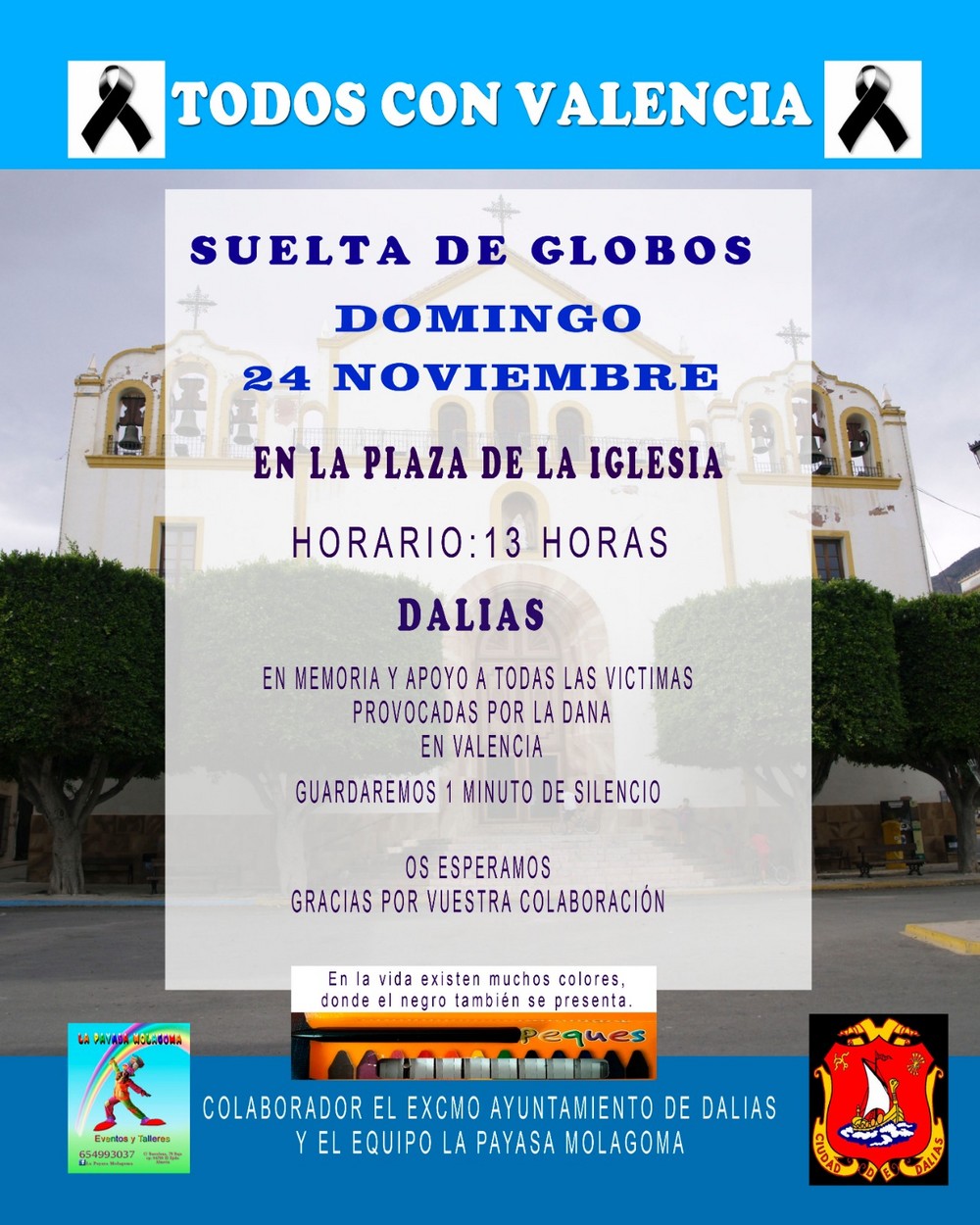 Suelta de globos en Dalías por las víctimas de la DANA en Valencia