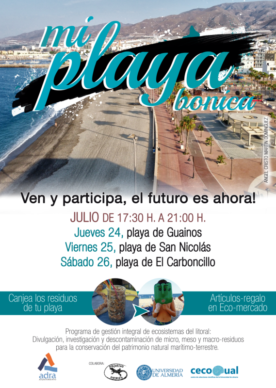 Vuelve a las playas de Adra la campaña de educación ambiental ‘Mi Playa Bonica’ los días 24, 25 y 26 de julio